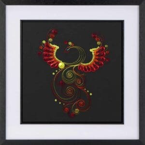 Paper Quilled Phoenix Artwork - Red Orange Yellow